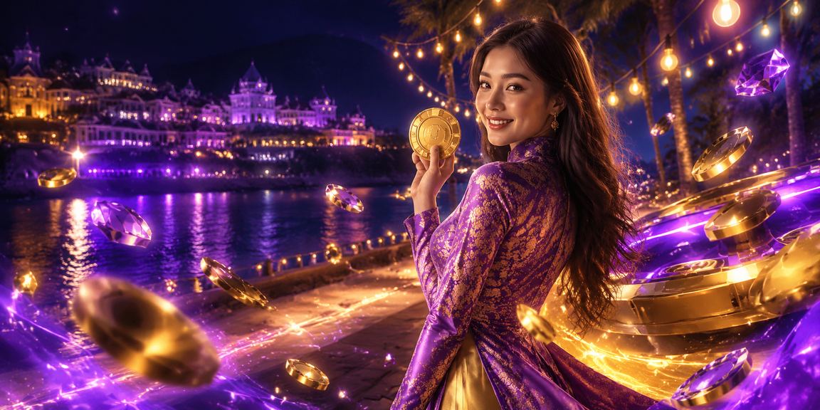 Người phụ nữ mặc áo dài tại Đà Lạt trải nghiệm trò chơi casino trực tuyến với không khí lãng mạn